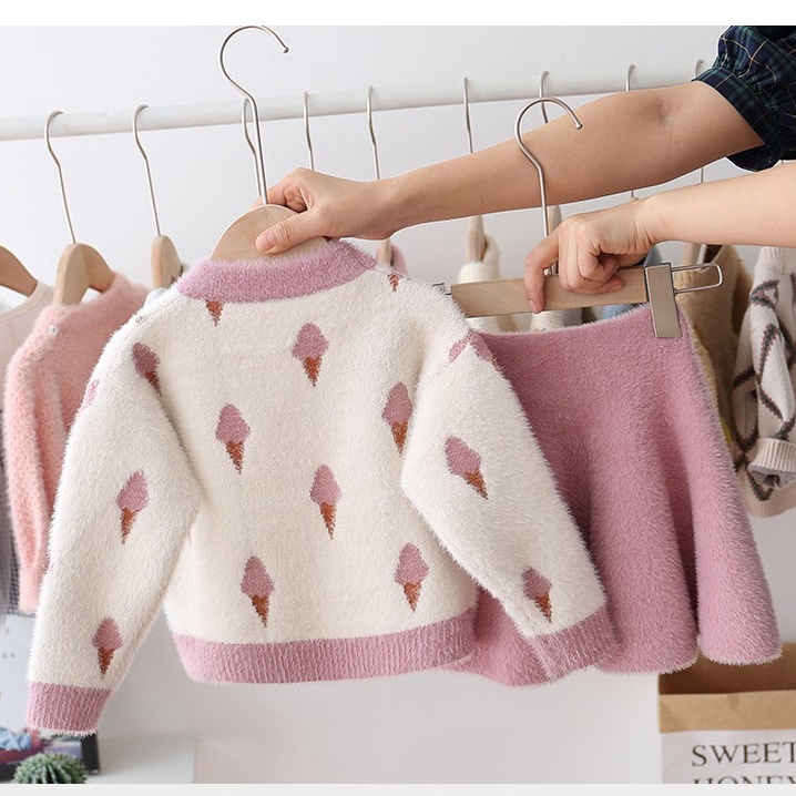 Set áo chân váy len lông bé gái 12-22kg SV