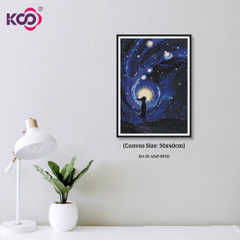 Bộ tranh đính đá 5D tự làm 30X40cm họa tiết bầu trời sao/ mặt trăng/ cá voi độc đáo