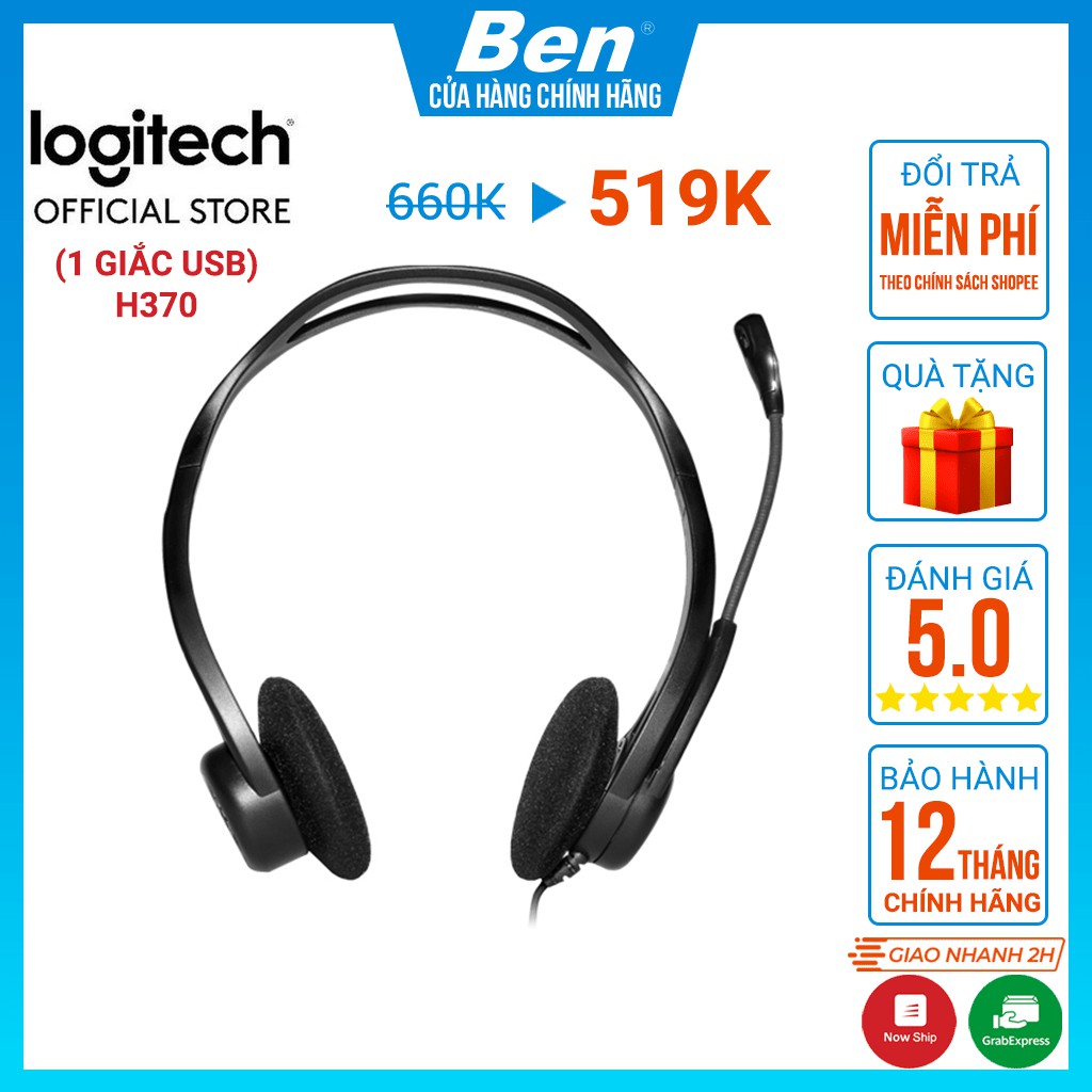 [Mã ELMSBC giảm 8% đơn 300K] Tai nghe chụp tai LOGITECH H370 (1 giắc USB)-Mic khử ồn - Tai nghe có dây Logitech BH 12T | BigBuy360 - bigbuy360.vn