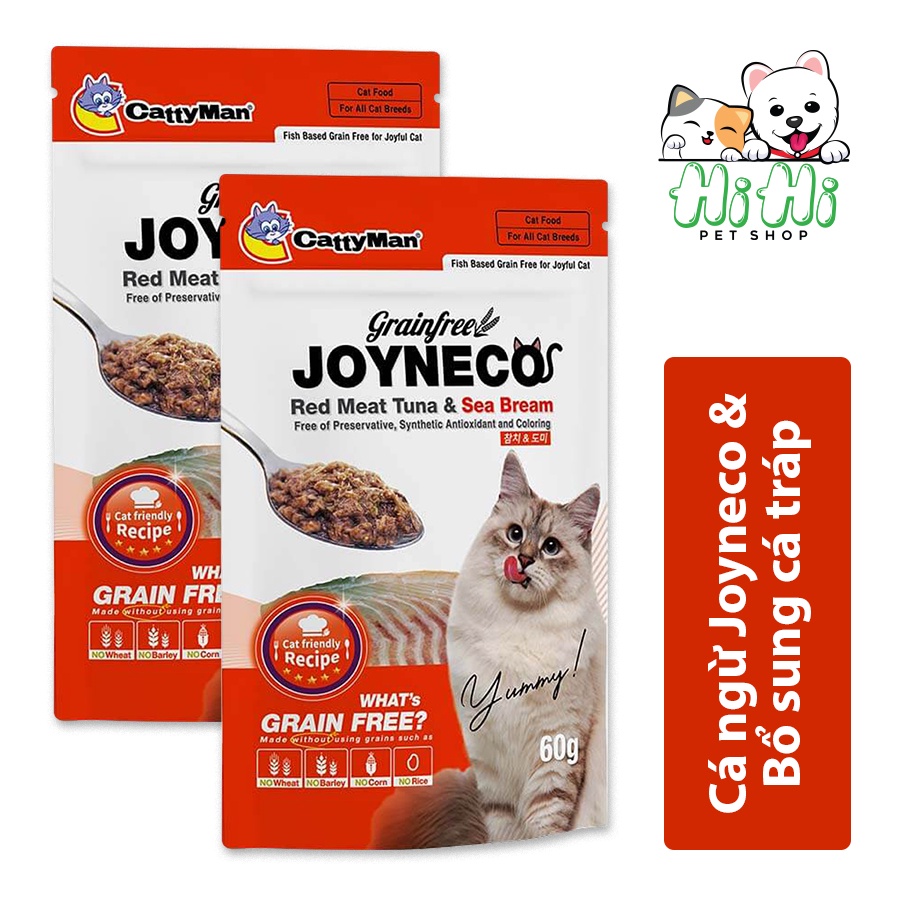 Pate cho mèo mọi lứa tuổi không tinh bột Joyneco Grain Free CattyMan gói 60g