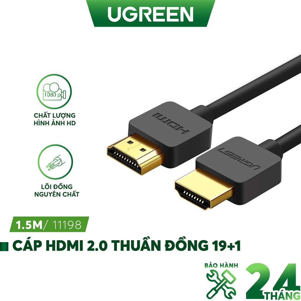 Dây HDMI 1.4 siêu mỏng thuần đồng 19+1, độ dài từ 1.5-2m UGREEN HD121