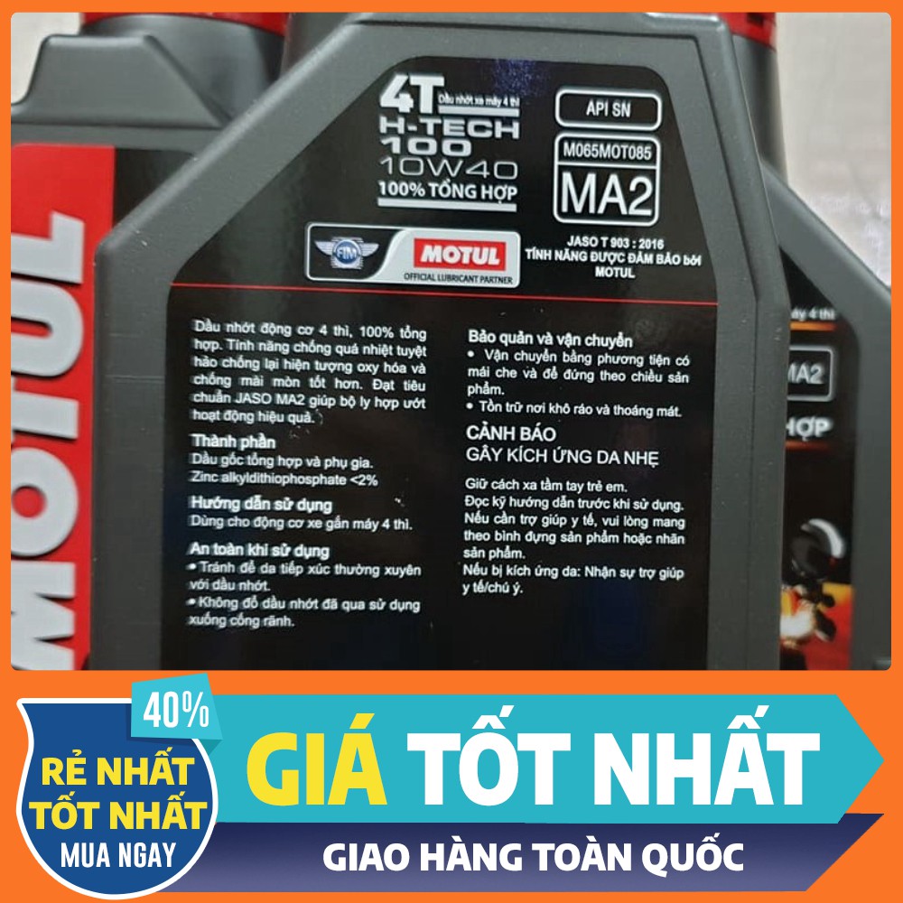 Nhớt Motul 7100 10W50, H-TECH 100 10W40 100% Tổng Hợp