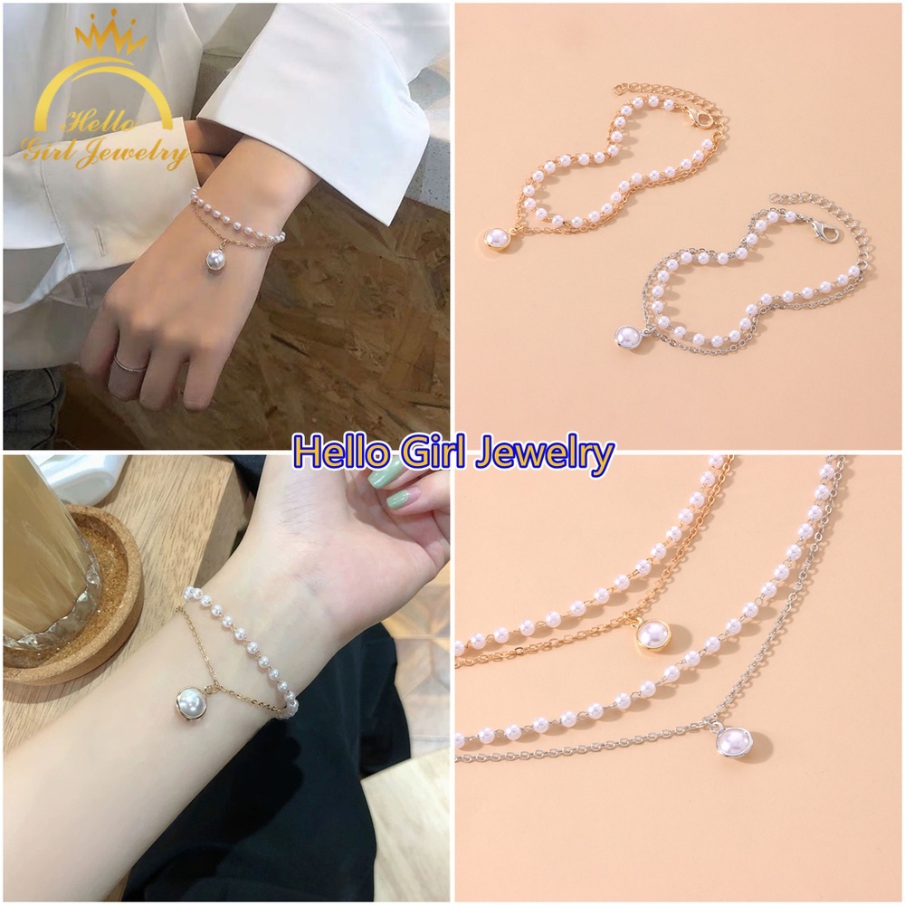  Vòng tay ngọc trai hai lớp thời trang đơn giản dành cho nữ