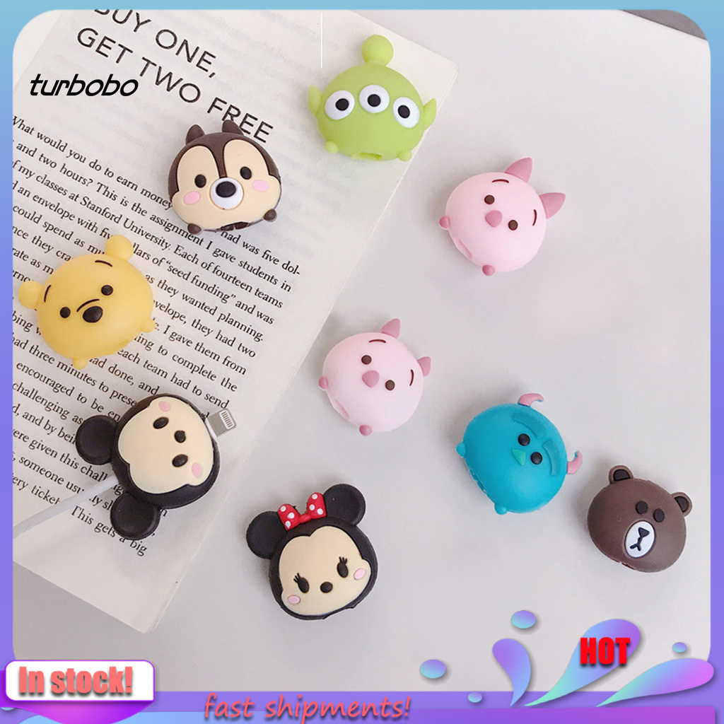 Đầu bảo vệ cáp sạc hình động vật dễ thương chất liệu silicon cho Iphone