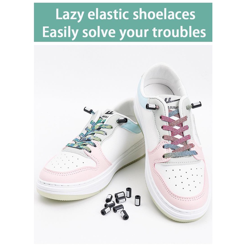 Dây Giày Co Giãn Không Cần Buộc Nhiều Màu Sắc Thời Trang Cho Trẻ Em Và Người Lớn