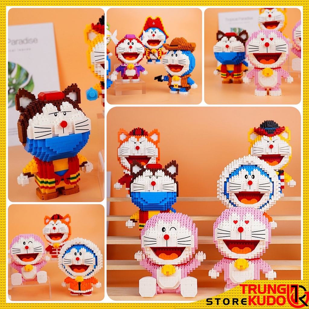 Mô hình Doremon nhiều mẫu dạng Đồ chơi xếp hình dùng làm quà tặng, đồ Decor