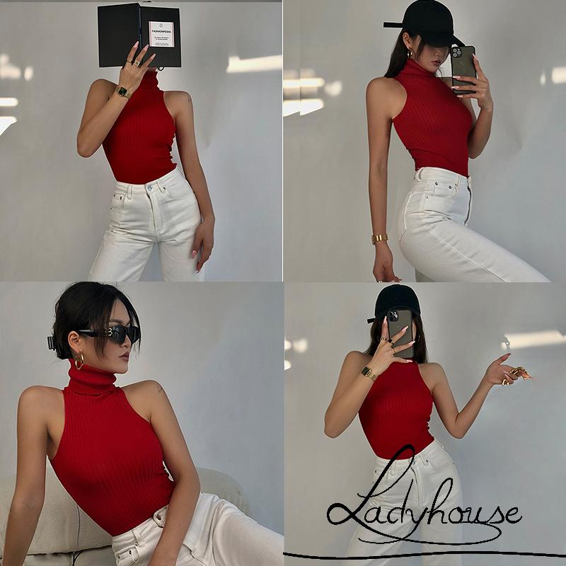 Áo Tank Top Cổ Cao Không Tay Màu Sắc Thời Trang Mùa Hè Sành Điệu Cho Nữ