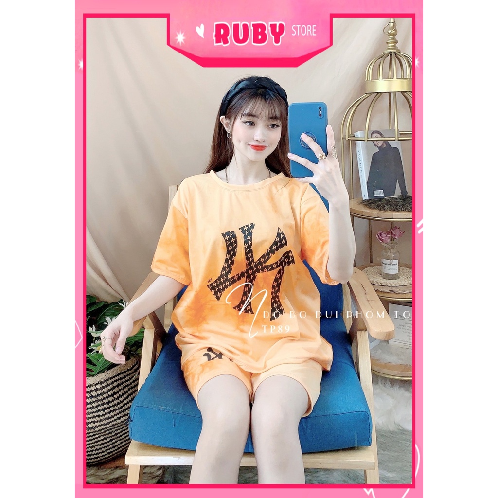 Đồ bộ thun đùi phom to cho nữ mặc nhà chất thun mềm mát loang màu dễ thương TP89