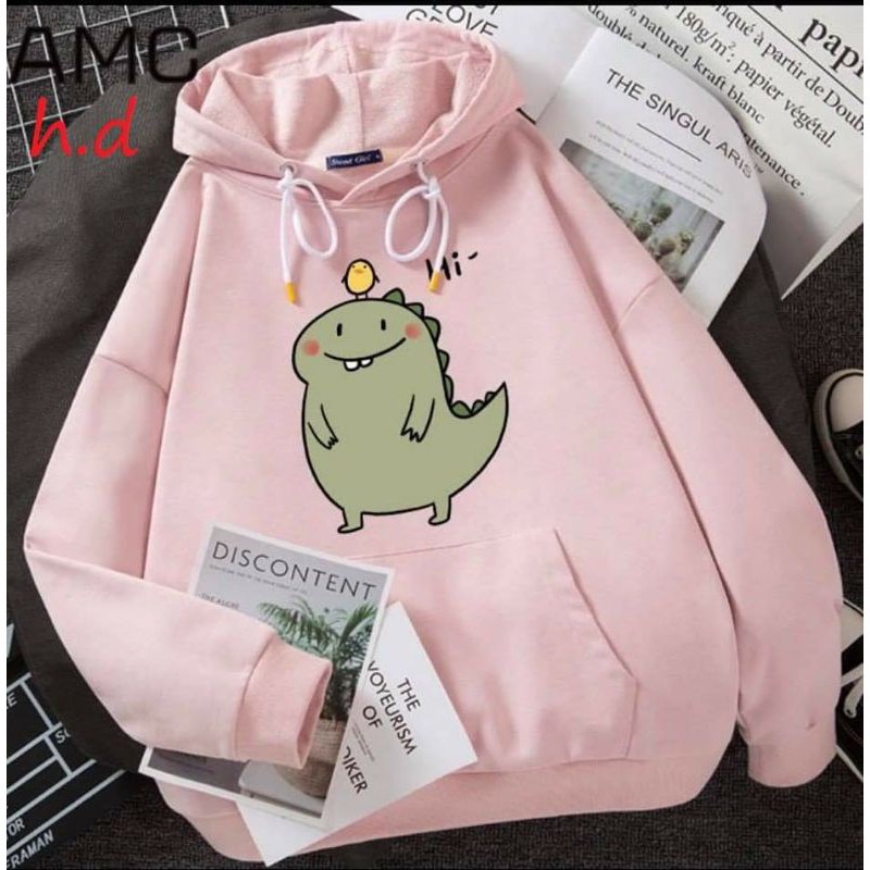 áo HOODIE khủng long đội gà Hi form thụng unisex giá rẻ❤️chất nỉ bông❤️form thụng unisex | BigBuy360 - bigbuy360.vn