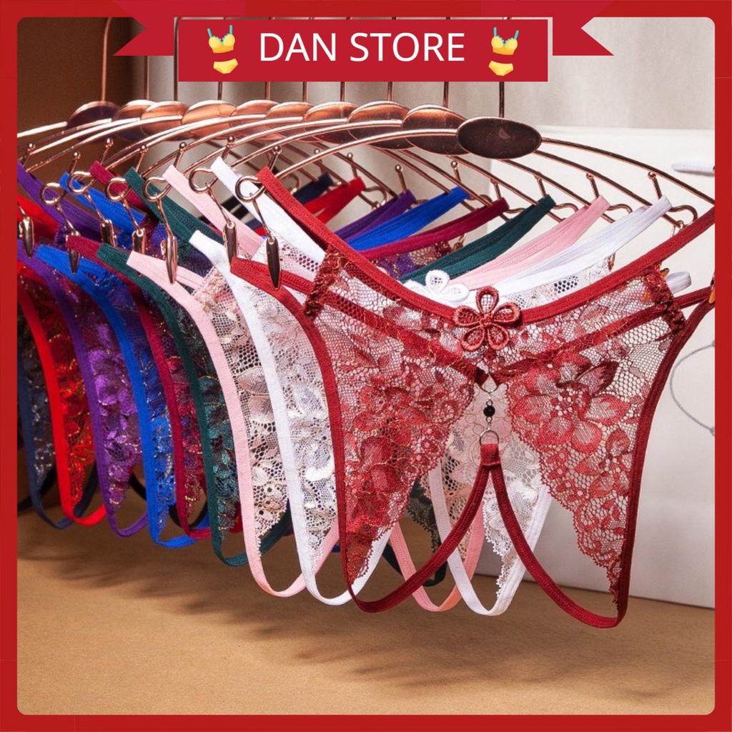 Quần Lót Nữ - Quần Lót Nữ Ren thiết kế Hở Đáy đính hoa gợi cảm sexy DAN STORE MÃ 2248