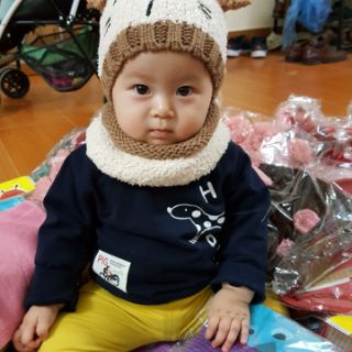 Set khăn mũ len xù