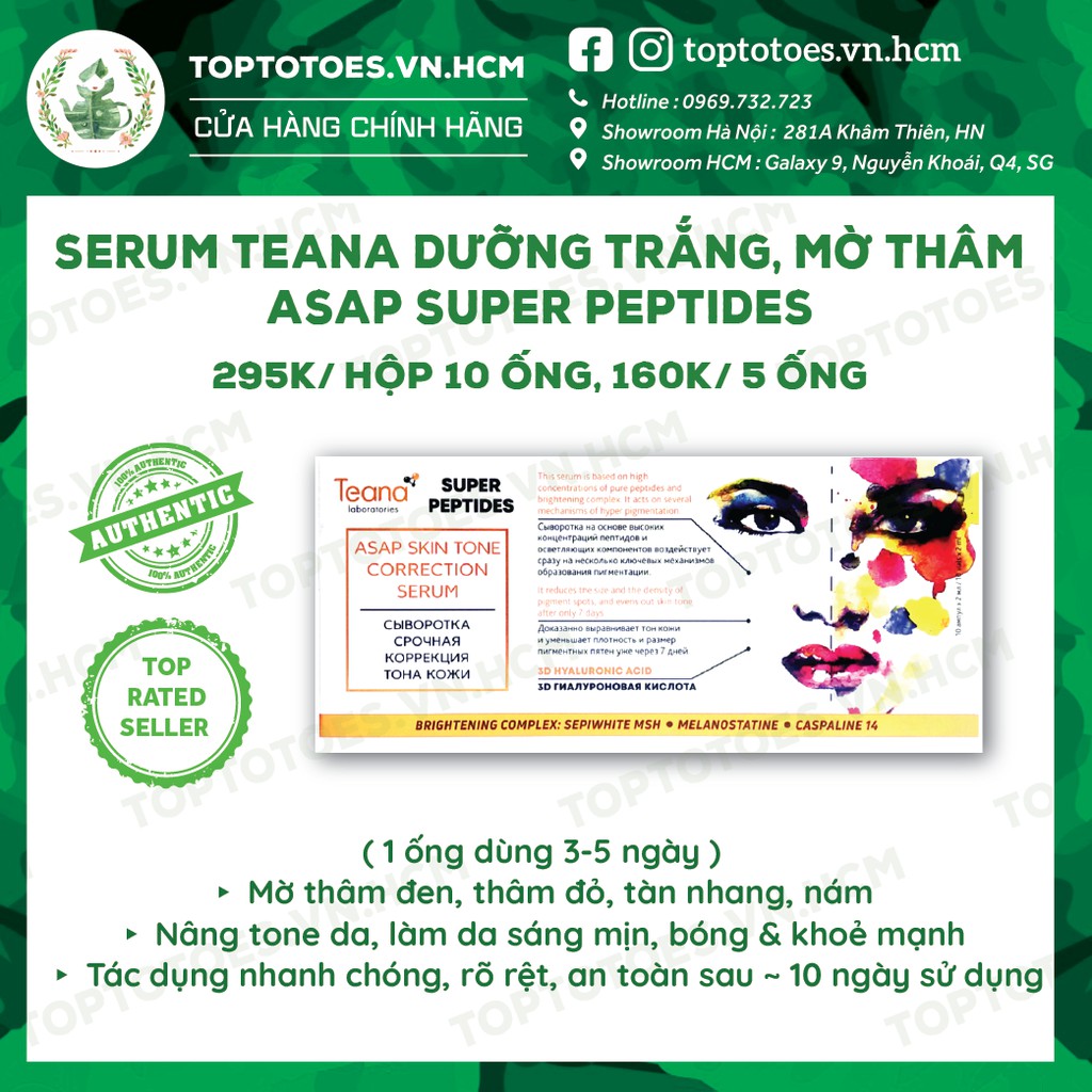 Serum Teana Super Peptides ASAP dưỡng trắng, mờ thâm, cải thiện kết cấu da