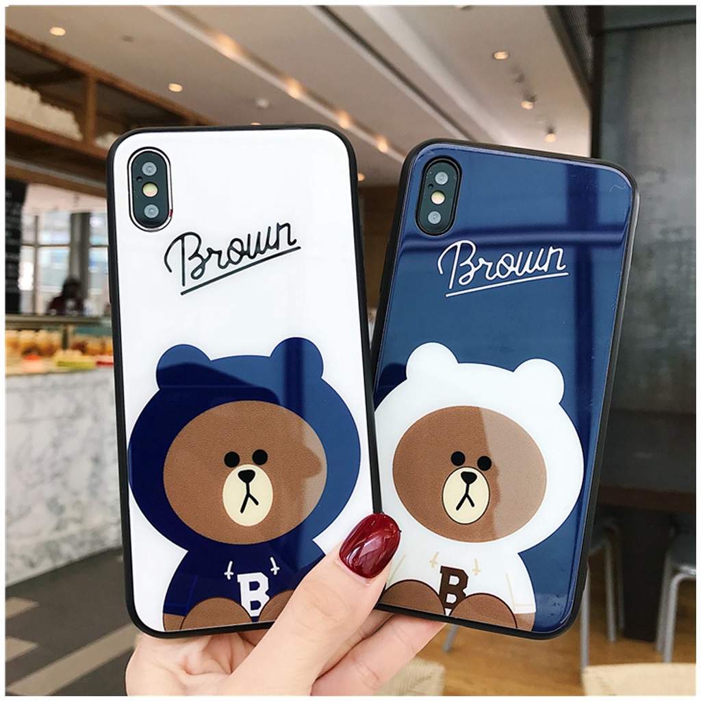 Ốp lưng iphone kính gấu Brown 5/5s/6/6s/6plus/6s plus/7/8/7plus/8plus/x/xs/xs max/11/11pro max - Awifi Case k147