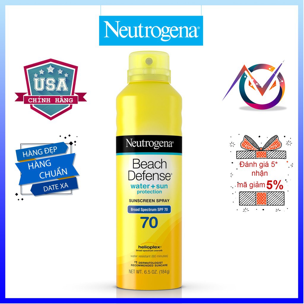 Xịt Chống Nắng Neutrogena Beach Defense Water + Sun Protection Sunscreen Spray Broad Spectrum SPF 70 240G