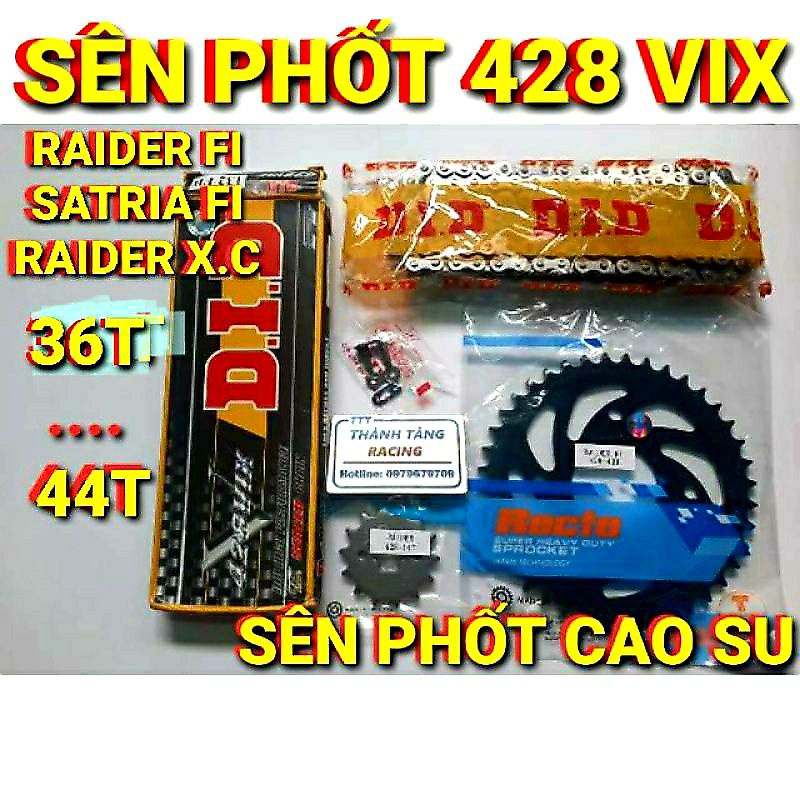 NHÔNG SÊN DĨA RAIDER FI/RAIDER X.CƠ/Satria Sên phốt TFX/DID BAO BÌ MỚI