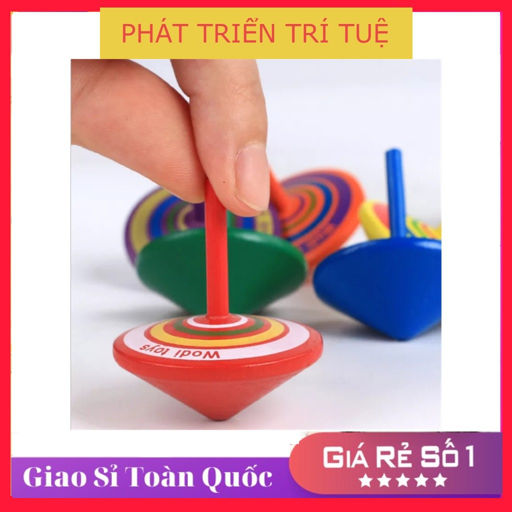 Con Quay Bằng Gỗ Nhiều Màu Giúp Luyện Tay Cho Bé (Đồ Chơi Trẻ Em)