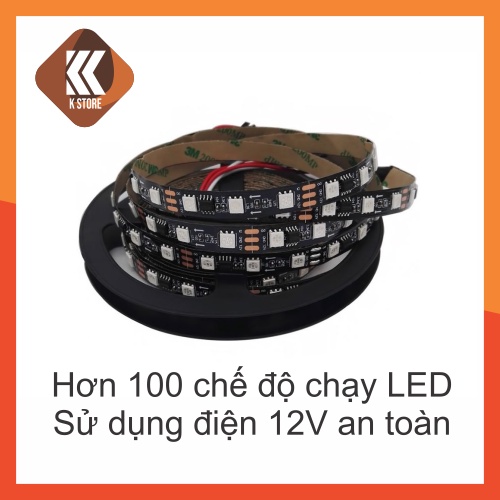 Bộ đèn LED dây dán 5050 WS2811 (60 bóng/1m) phủ keo chống nước - Rainbow