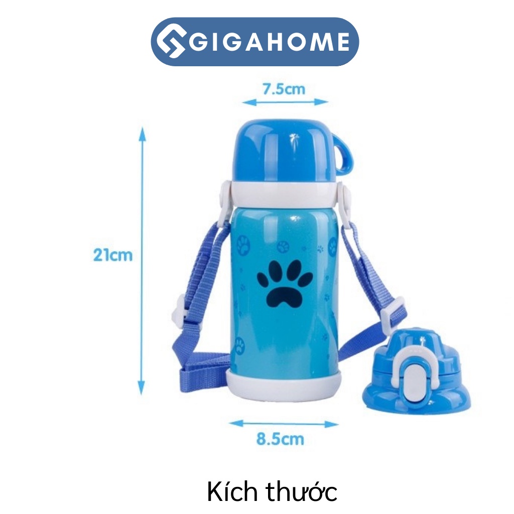 Bình Nước Giữ Nhiệt Nóng Lạnh Cho Bé Kèm Cốc Và Dây Đeo Tiện Lợi GIGAHOME 600ml 8032
