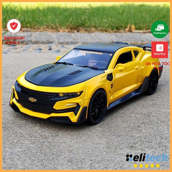 Xe mô hình tĩnh Chevrolet Camaro Bumblebee Transfomer tỉ lệ 1:24 bằng sắt, có đèn và âm thanh