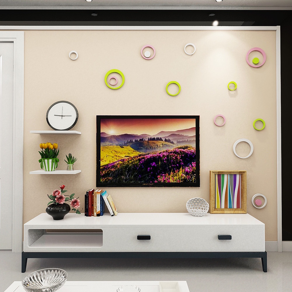 Tranh mica 3d dán tường các mẫu tranh hình tròn, hình trái tim, trang trí phòng khách, phòng ngủ