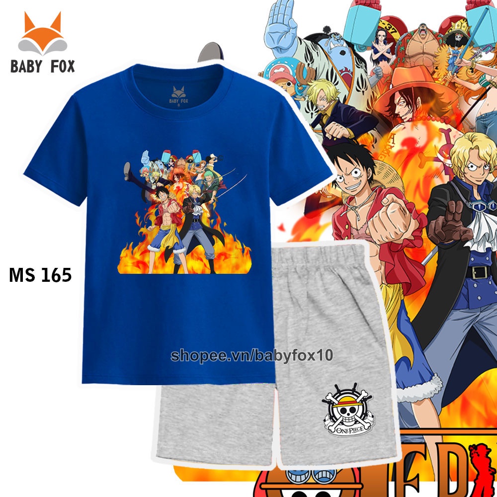 Bộ bé trai size nhí, trung, đại 100% cotton loại tốt, thương hiệu BABY FOX, One Piece, Luffy, Zoro n