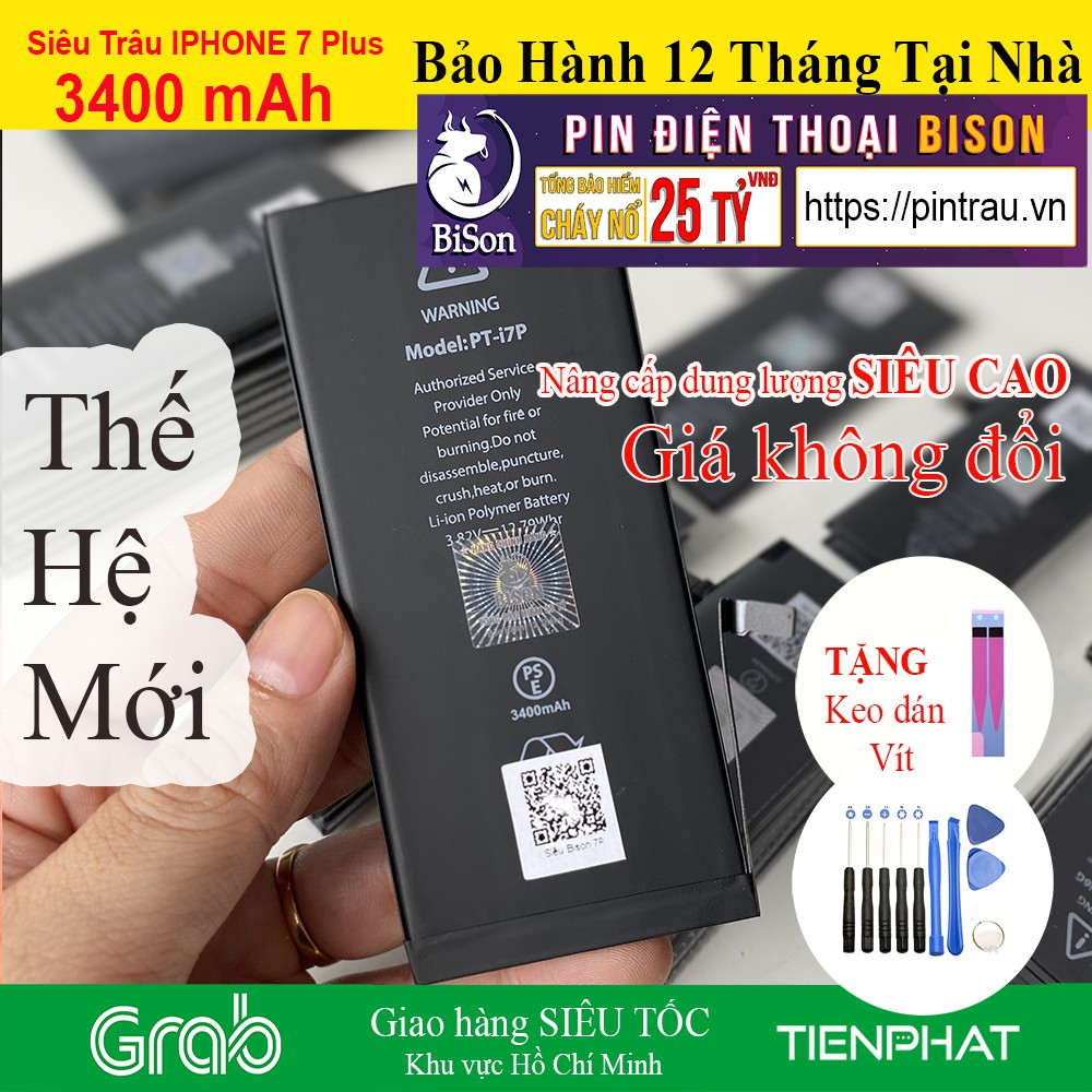 Pin IPHONE 7 Plus BISON Siêu Trâu Dung Lượng Cao 3400mAh