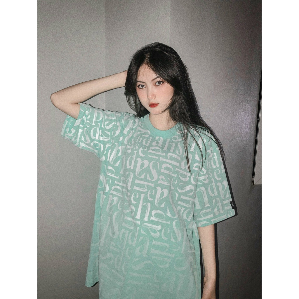 Áo Thun Tay Lỡ Unisex ALPHABETIC JADE GREEN 100% Cotton - HADES Brand Chính Hãng