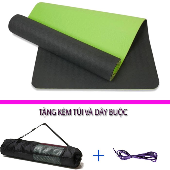 Thảm Tập Yoga TPE 6mm 2 Lớp Đại Nam Sport Hàng Loại 1+ Tặng Kèm Túi Và Dây Buộc