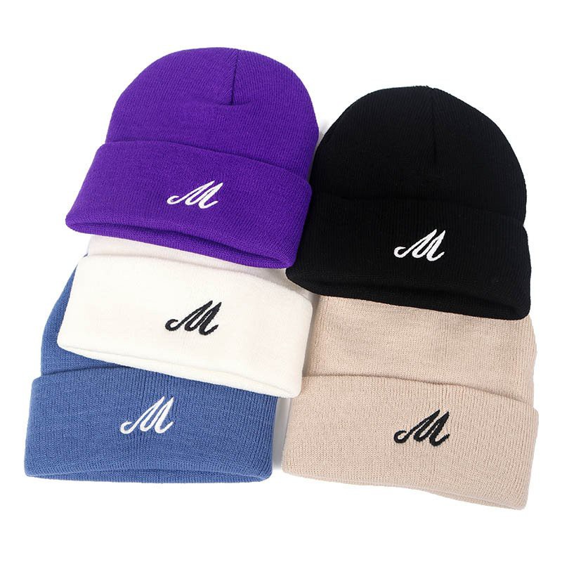 Nón len thêu chữ M hoa đơn giản nhiều màu UNISEX nam nữ