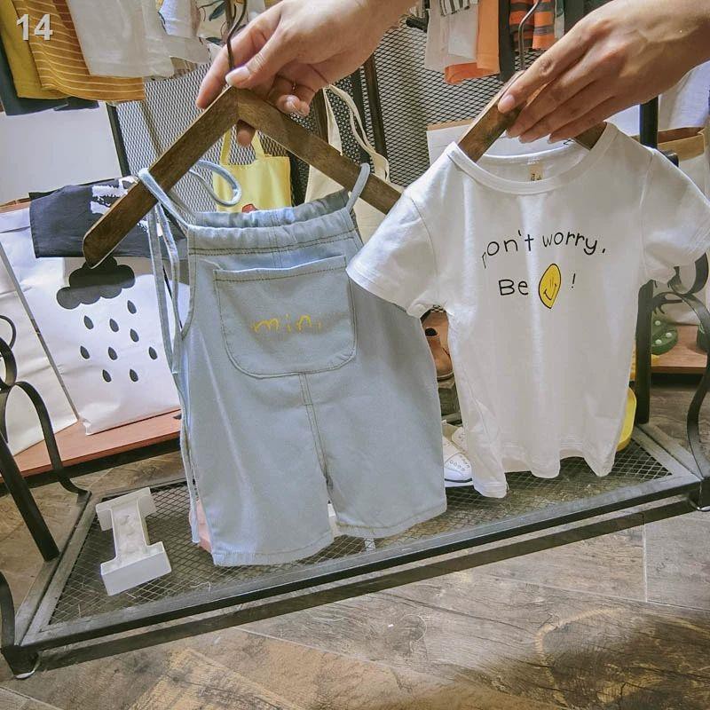 Bộ đồ trẻ em 2020 mới bé trai và gái 5 hai mảnh yếm ngắn tay 1-3 tuổi Mùa hè quần áo cho nhỏS