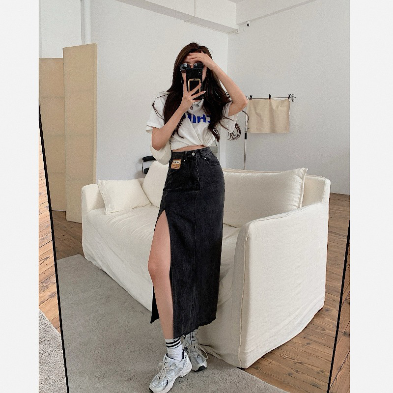 chân váy jean Dài Thời Trang Retro Cho Nữ 2021 | BigBuy360 - bigbuy360.vn