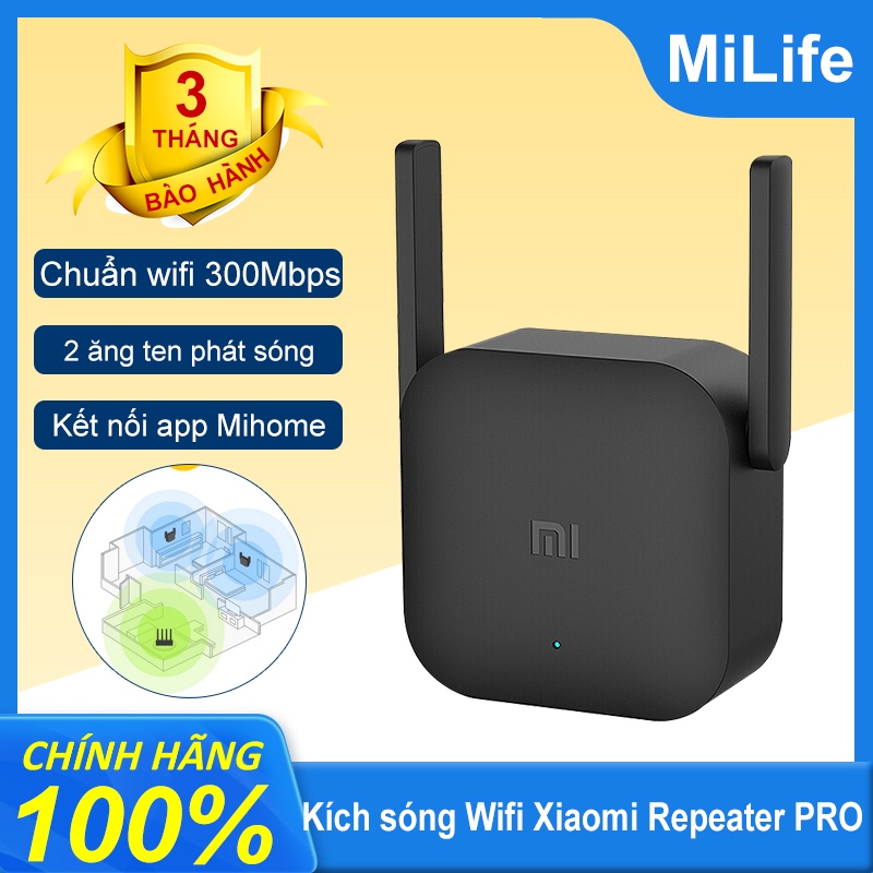 Kích sóng Wifi Xiaomi Repeater PRO băng thông 300 Mbps hỗ trợ mở rộng vùng phủ sóng - Hàng chính hãng