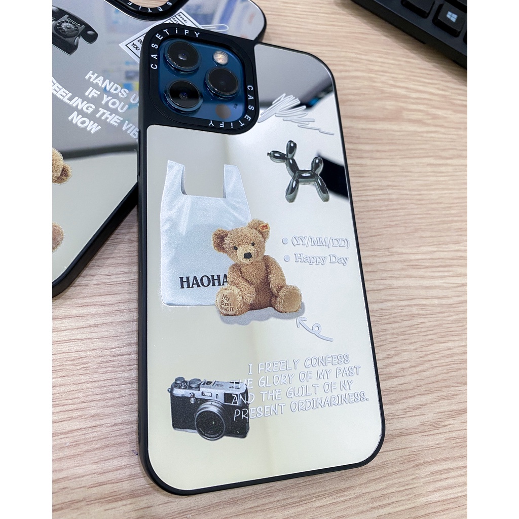 Ốp Lưng Tráng Gương Hình Gấu Đáng Yêu Cho Iphone13 pro Promax 12Mini 12promax 11 11pro Max