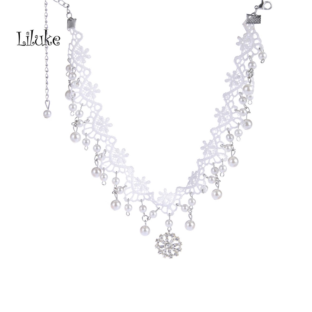 Vòng Cổ Choker Ren Phối Ngọc Trai Giả Thời Trang Xinh Xắn Cho Nữ