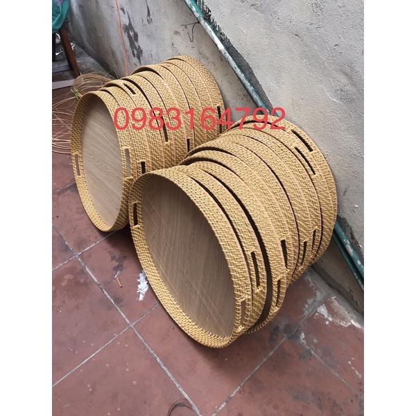 Mâm gỗ đựng bát đĩa - Mâm gỗ đựng bộ bát đĩa hoa mặt trời