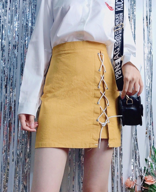 Chân váy kaki thắt dây xẻ vạt HÌNH THẬT 100% | BigBuy360 - bigbuy360.vn