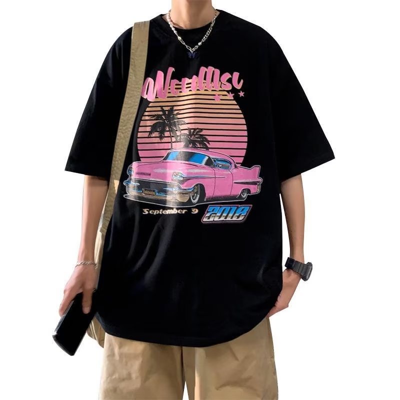 Áo Thun Tay Ngắn Cổ Tròn Dáng Rộng In Họa Tiết Đơn Giản Thời Trang Mùa Hè Cho Nam Giới Size M-3xl