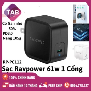 Củ Sạc RavPower 61w GAN 1 Cổng PD 3.0 - RP-PC112 (Bảo Hành 12 Tháng)