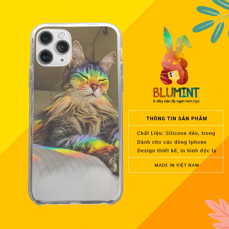 Ốp đt Cat Mèo con cầu vồng cho iPhone12promaxXS XR nữ 8plus mềm 7Plus X XR Xs Max 6 6s BLUMEW0021