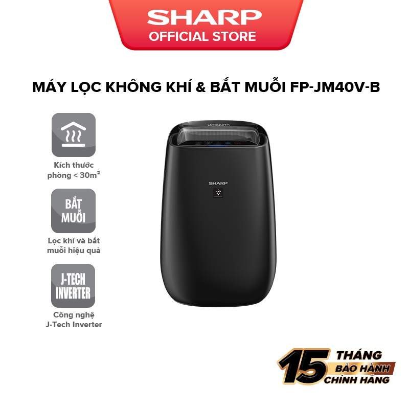 [Mã ELBAU7 giảm 7% đến 1TR]Máy lọc không khí  Bắt Muỗi Sharp FP-JM40V-B [&lt;30m², J-Tech Inverter] BH 12 Tháng