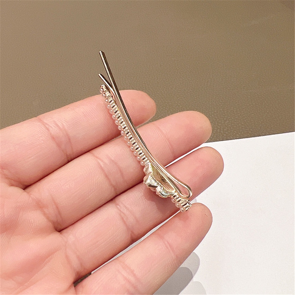 BANGE Kẹp Tóc Hình Hoa Trà Đen Đính Ngọc Trai Thanh Lịch Cho Nữ