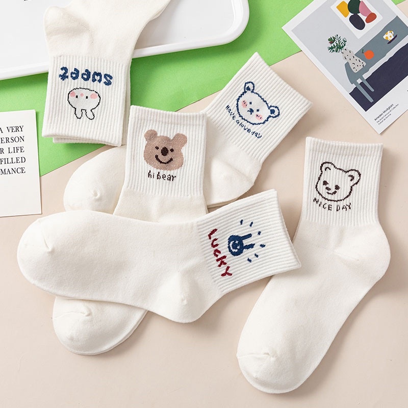 Tất hoạt hình Miumiu vớ hàn quốc cổ cao dễ thương hàng cao cấp