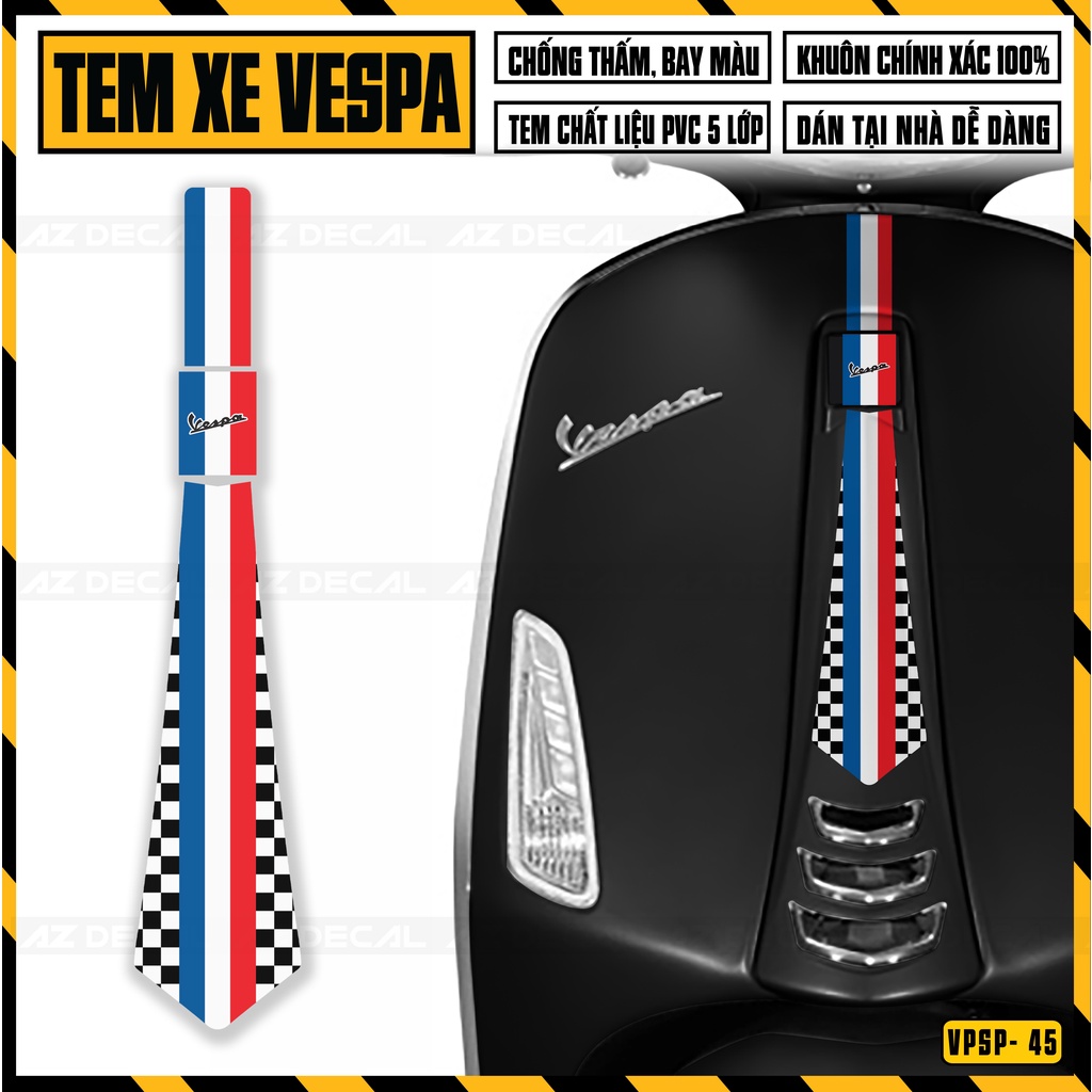 Tem Vespa Sprint / Primavera Thiết Kế Cờ Các Nước Anh Pháp Đức Nhật .. | VPSP45 | Decal Dán Xe Máy Vespa Chống Nước