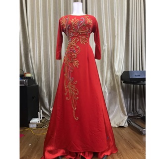 Áo dài mẹ đính pha lê