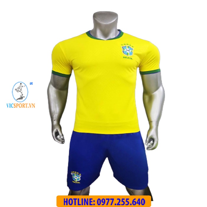 Áo Đá Bóng Brasil, Quần Áo Đá Banh Đội Tuyển BRAZIL 2022 Thun Lạnh Thoáng mát- Vicsport