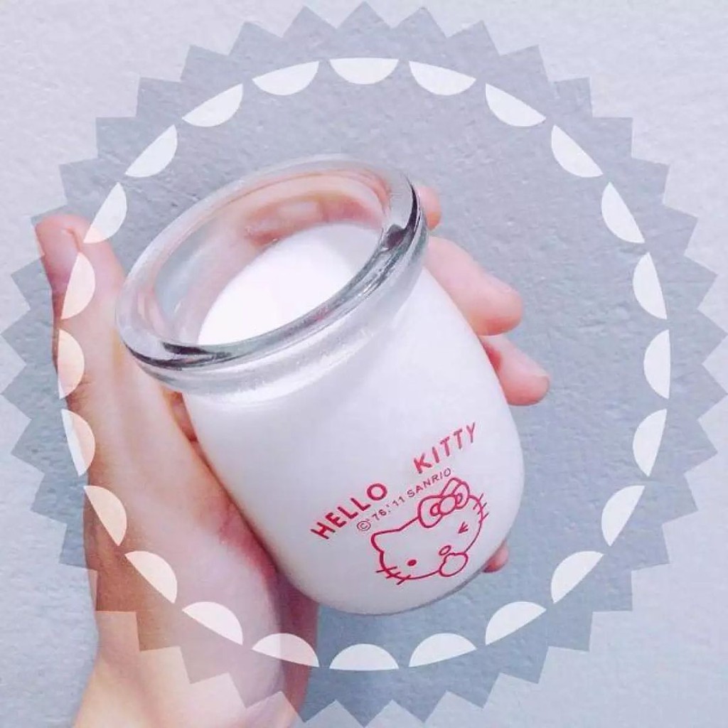 [VIP] Bộ 12 Hũ Đựng Sữa Chua Thuỷ Tinh Hello Kitty