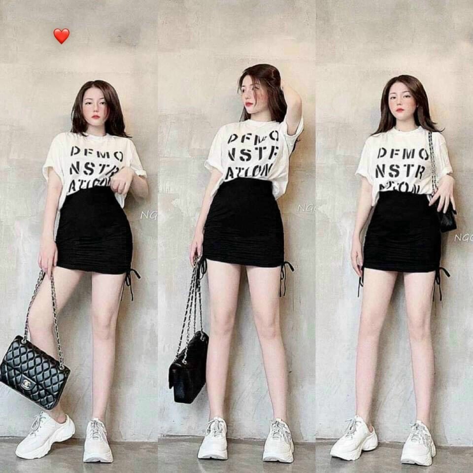 ✴Sét Váy + áo Fom+chân váy rút dây siêu dễ thương_Chất vải coton co dãn 4c_Phuongshop1812 [ảnh-viddeo thật