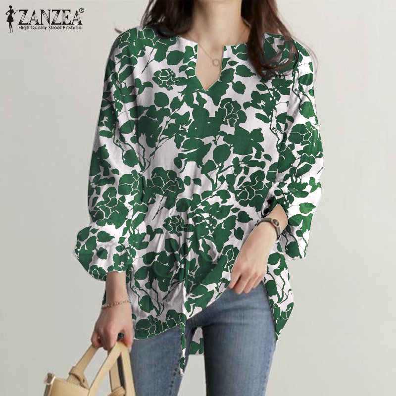 Zanzea Áo Kiểu Tay Dài Phồng Cổ Chữ V Phối Dây Rút Thời Trang Thanh Lịch Cho Nữ