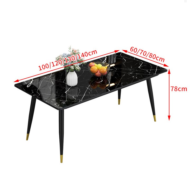 Bàn ăn hiện đại ,Bàn ăn mặt kính cường lực vân đá 120x70cm