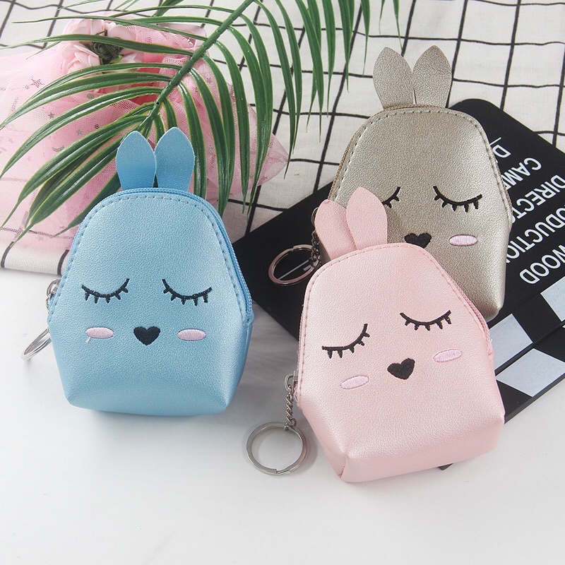 Móc khóa kem ví tai thỏ